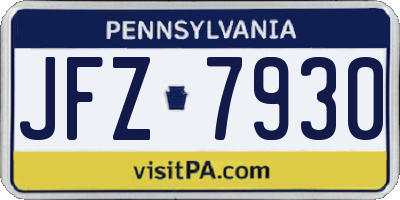 PA license plate JFZ7930
