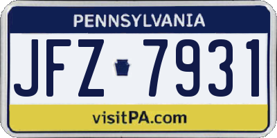 PA license plate JFZ7931