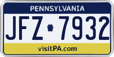 PA license plate JFZ7932