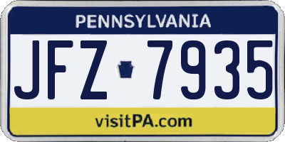 PA license plate JFZ7935