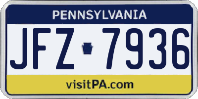 PA license plate JFZ7936