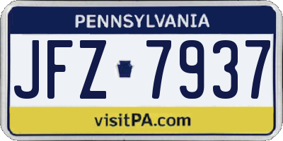 PA license plate JFZ7937