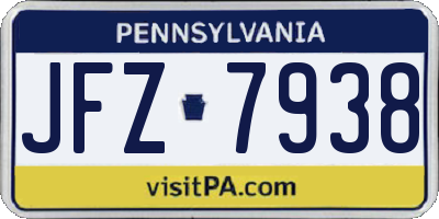 PA license plate JFZ7938