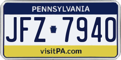 PA license plate JFZ7940