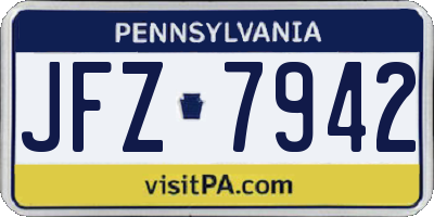 PA license plate JFZ7942