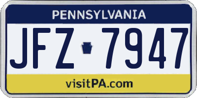 PA license plate JFZ7947