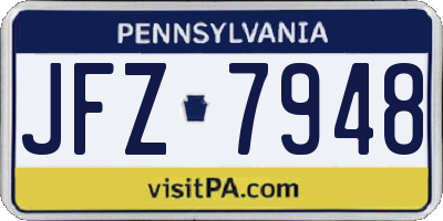 PA license plate JFZ7948