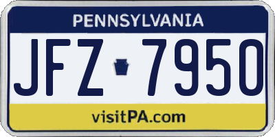 PA license plate JFZ7950