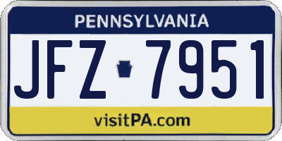 PA license plate JFZ7951