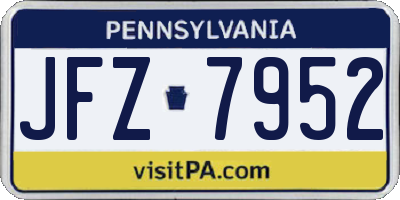 PA license plate JFZ7952