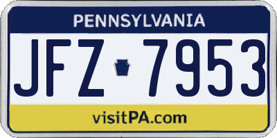 PA license plate JFZ7953