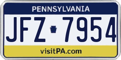 PA license plate JFZ7954