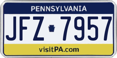 PA license plate JFZ7957