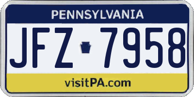 PA license plate JFZ7958