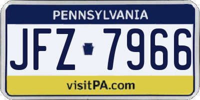 PA license plate JFZ7966