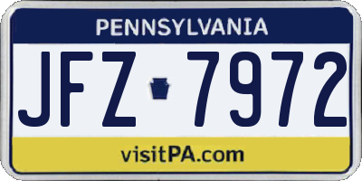 PA license plate JFZ7972