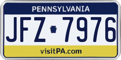 PA license plate JFZ7976