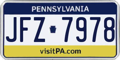 PA license plate JFZ7978