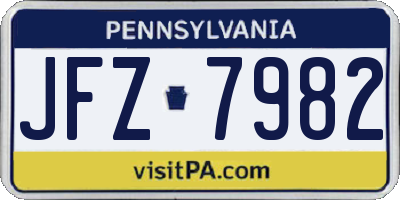PA license plate JFZ7982