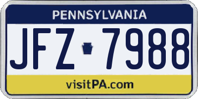 PA license plate JFZ7988