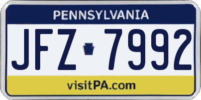 PA license plate JFZ7992