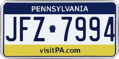 PA license plate JFZ7994