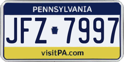 PA license plate JFZ7997