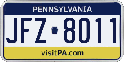 PA license plate JFZ8011