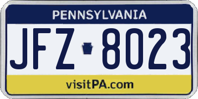 PA license plate JFZ8023