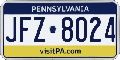 PA license plate JFZ8024