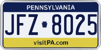 PA license plate JFZ8025
