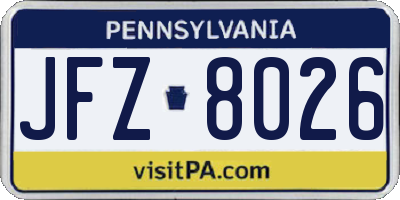 PA license plate JFZ8026