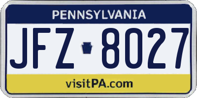 PA license plate JFZ8027