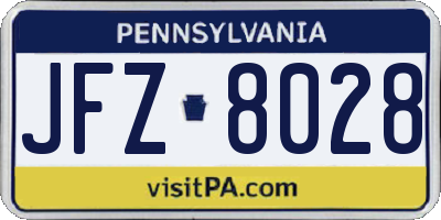 PA license plate JFZ8028