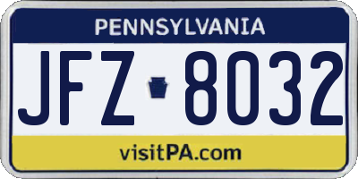 PA license plate JFZ8032