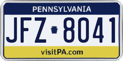 PA license plate JFZ8041