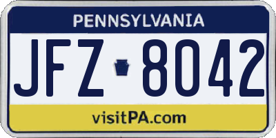 PA license plate JFZ8042