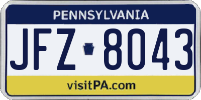 PA license plate JFZ8043