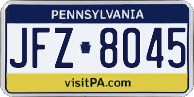 PA license plate JFZ8045