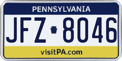 PA license plate JFZ8046