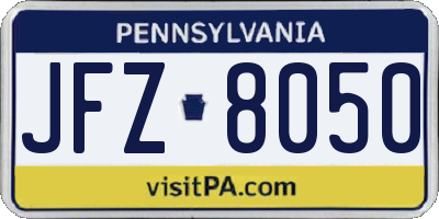 PA license plate JFZ8050