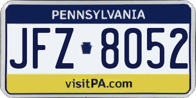 PA license plate JFZ8052