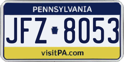 PA license plate JFZ8053