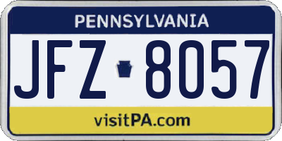 PA license plate JFZ8057