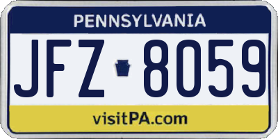 PA license plate JFZ8059