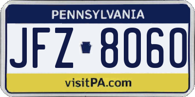 PA license plate JFZ8060