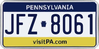 PA license plate JFZ8061