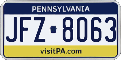 PA license plate JFZ8063