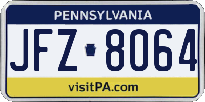 PA license plate JFZ8064
