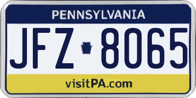 PA license plate JFZ8065
